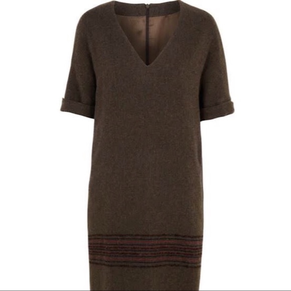 Massimo Dutti cozy olive wool dress - Picture 2 of 5